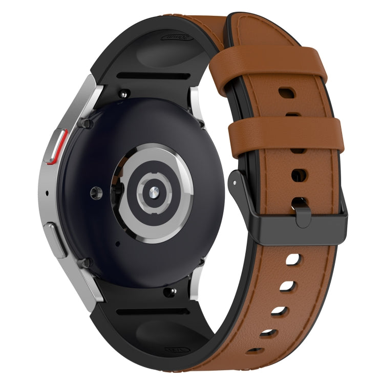 For Samsung Galaxy Watch5 44mm / 40mm Silicone Leather Black Buckle Watch Band, Size:S