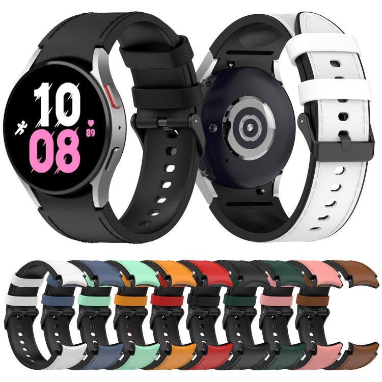 For Samsung Galaxy Watch5 44mm / 40mm Silicone Leather Black Buckle Watch Band, Size:S