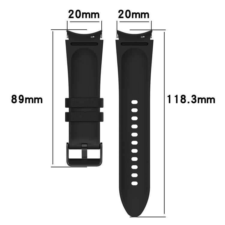 For Samsung Galaxy Watch5 44mm / 40mm Silicone Leather Black Buckle Watch Band, Size:S