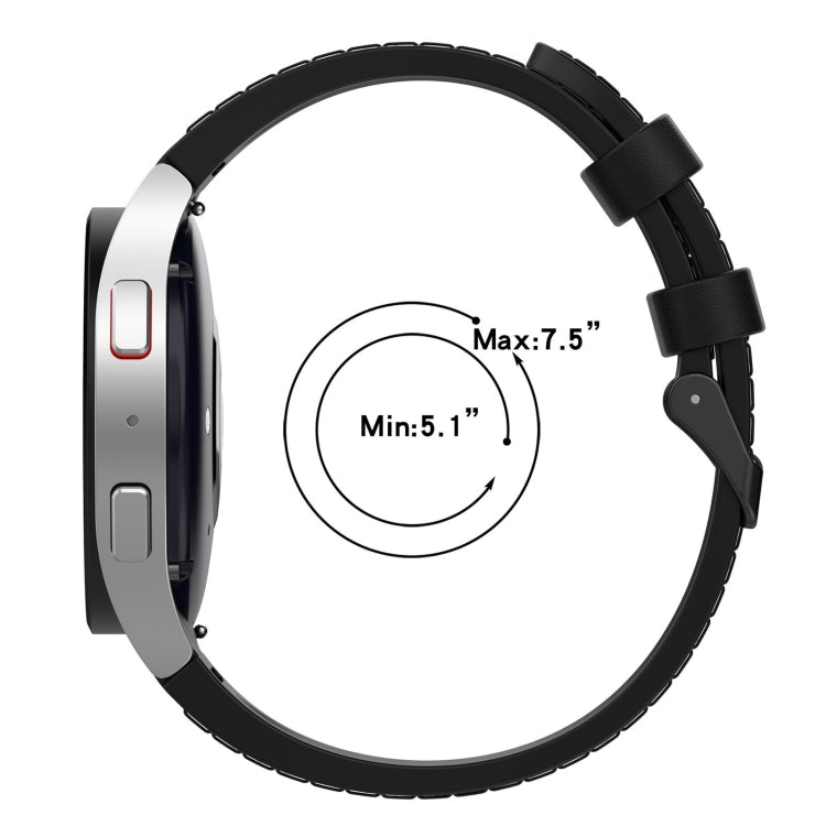 For Samsung Galaxy Watch5 44mm / 40mm Silicone Leather Black Buckle Watch Band, Size:S