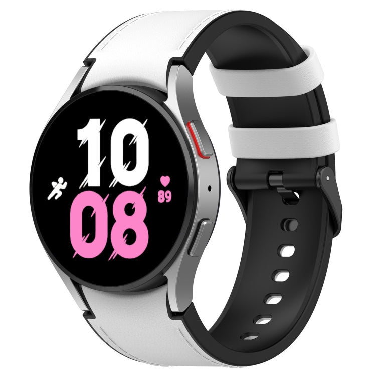 For Samsung Galaxy Watch5 44mm / 40mm Silicone Leather Black Buckle Watch Band, Size:L