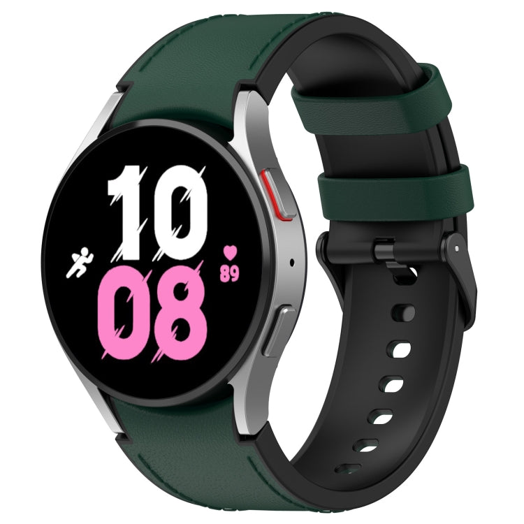 For Samsung Galaxy Watch5 44mm / 40mm Silicone Leather Black Buckle Watch Band, Size:L