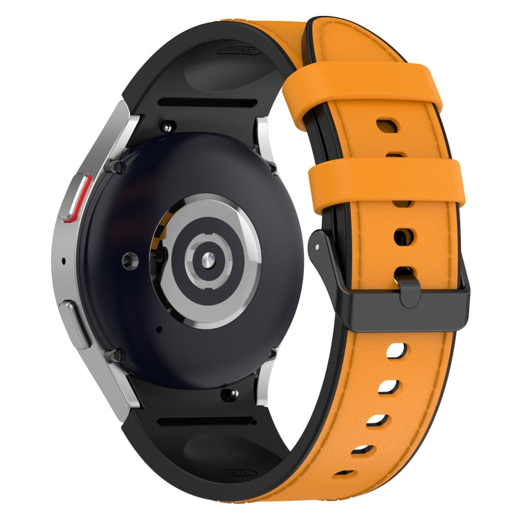 For Samsung Galaxy Watch5 44mm / 40mm Silicone Leather Black Buckle Watch Band, Size:L