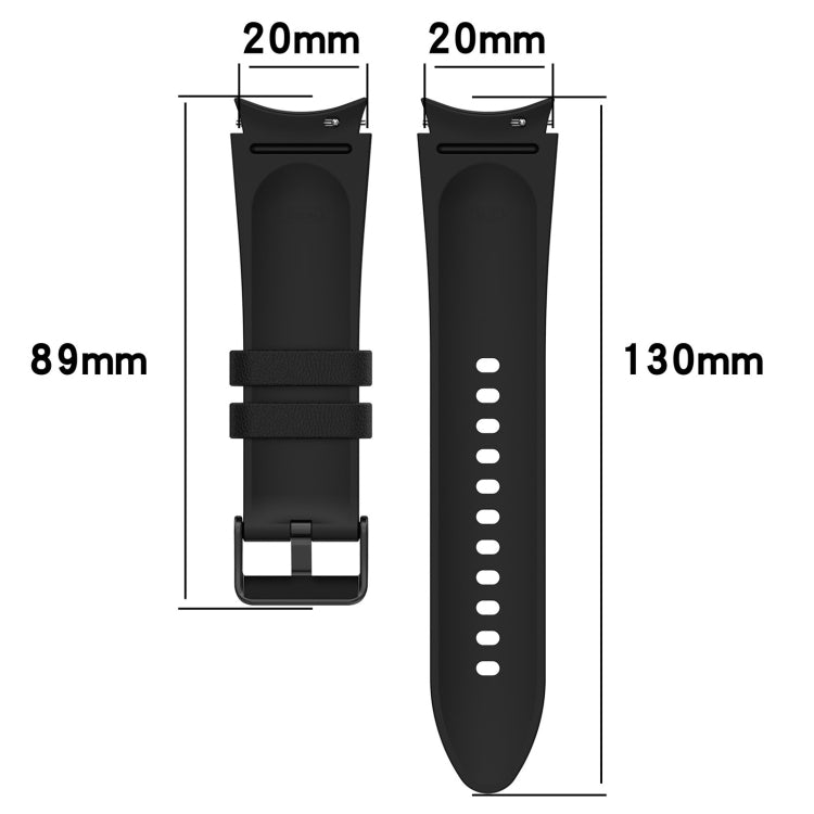 For Samsung Galaxy Watch5 44mm / 40mm Silicone Leather Black Buckle Watch Band, Size:L