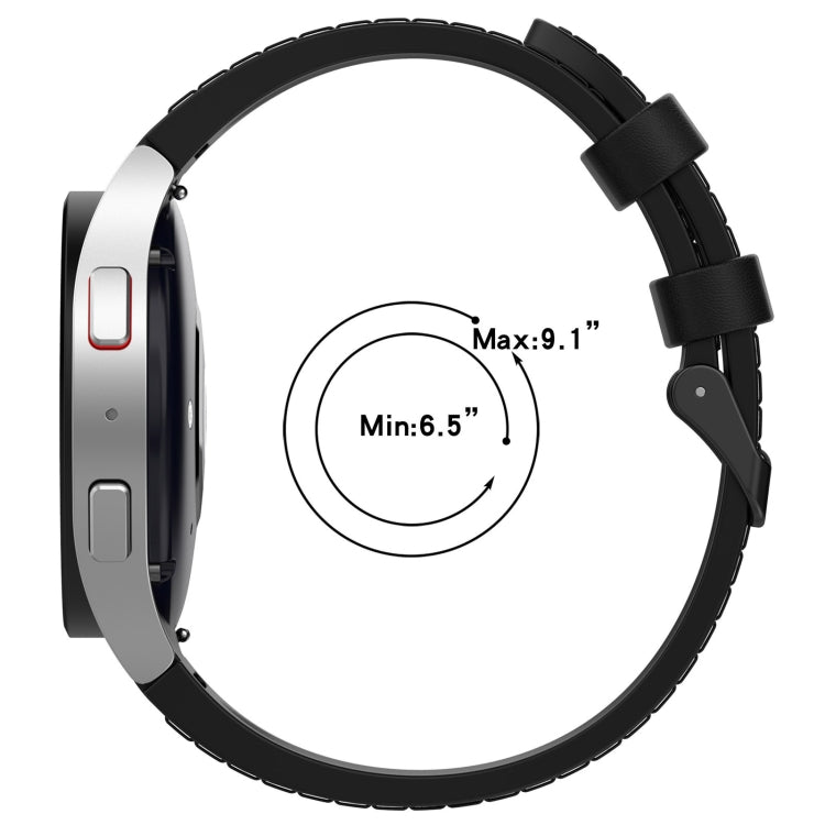 For Samsung Galaxy Watch5 44mm / 40mm Silicone Leather Black Buckle Watch Band, Size:L
