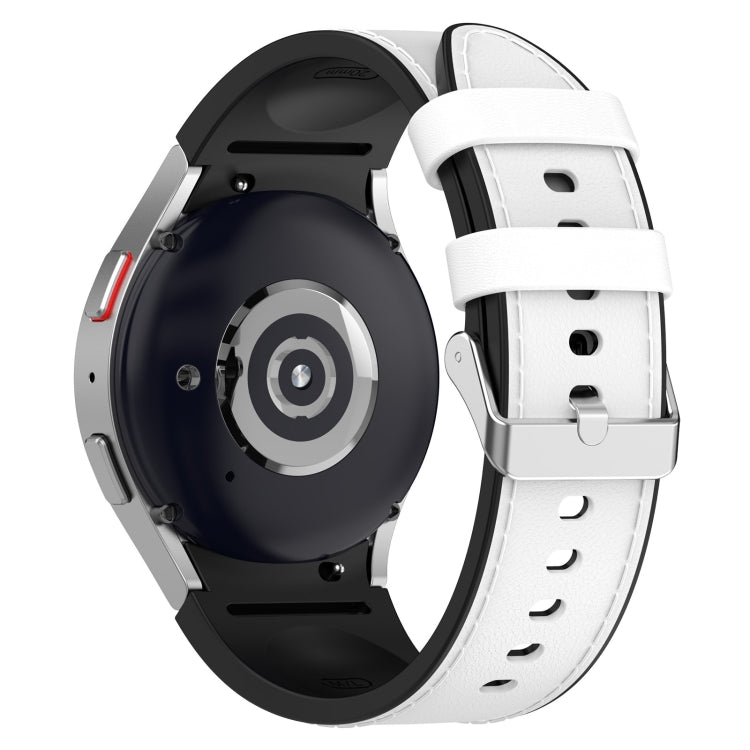 For Samsung Galaxy Watch5 44mm / 40mm Silicone Leather Silver Buckle Watch Band, Size:S