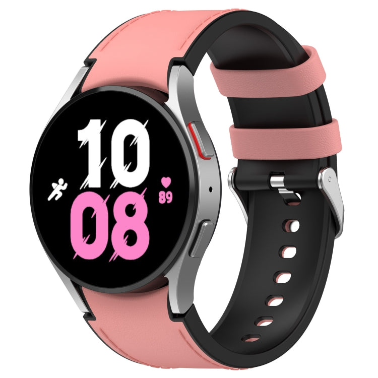 For Samsung Galaxy Watch5 44mm / 40mm Silicone Leather Silver Buckle Watch Band, Size:S