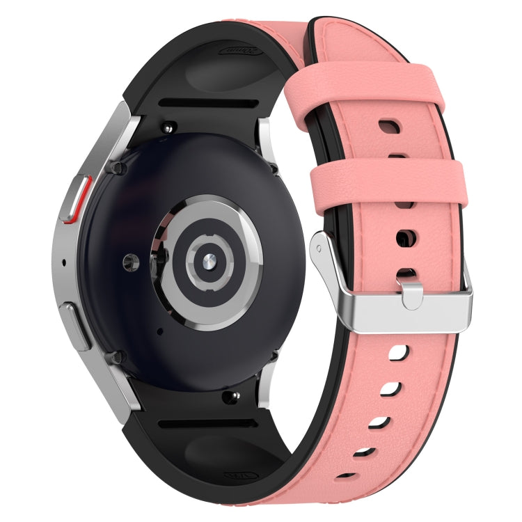 For Samsung Galaxy Watch5 44mm / 40mm Silicone Leather Silver Buckle Watch Band, Size:S