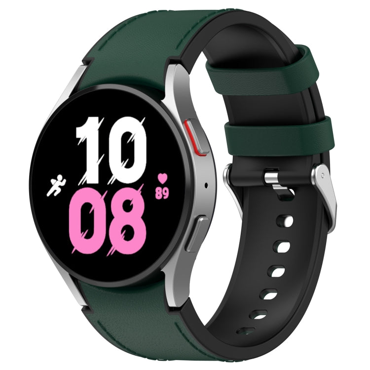 For Samsung Galaxy Watch5 44mm / 40mm Silicone Leather Silver Buckle Watch Band, Size:S
