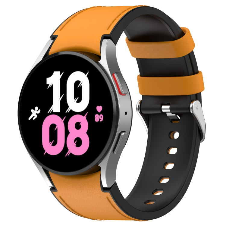 For Samsung Galaxy Watch5 44mm / 40mm Silicone Leather Silver Buckle Watch Band, Size:S