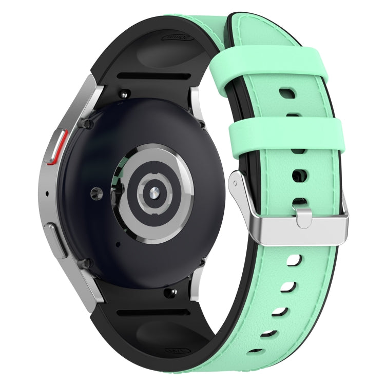 For Samsung Galaxy Watch5 44mm / 40mm Silicone Leather Silver Buckle Watch Band, Size:S