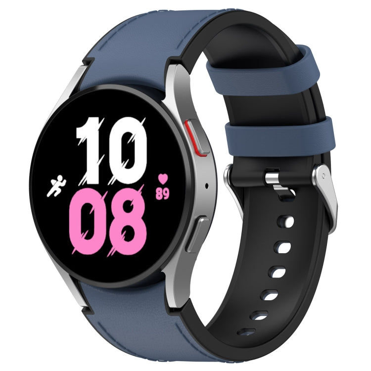 For Samsung Galaxy Watch5 44mm / 40mm Silicone Leather Silver Buckle Watch Band, Size:S