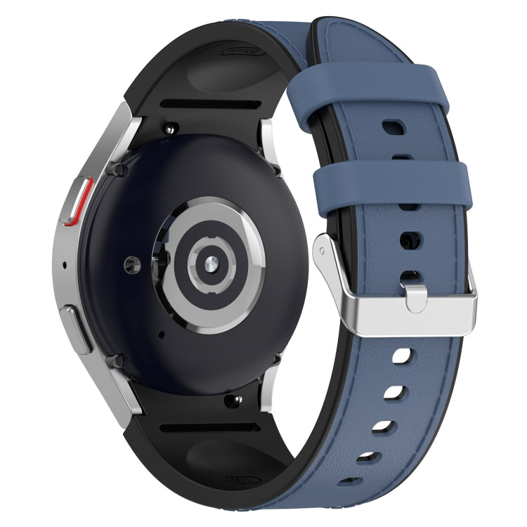 For Samsung Galaxy Watch5 44mm / 40mm Silicone Leather Silver Buckle Watch Band, Size:S