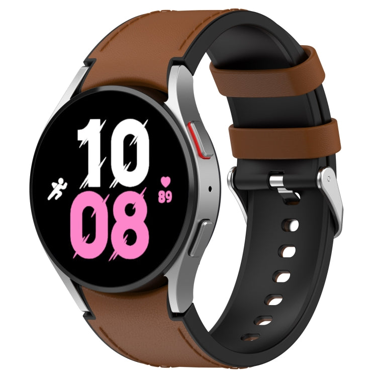 For Samsung Galaxy Watch5 44mm / 40mm Silicone Leather Silver Buckle Watch Band, Size:S