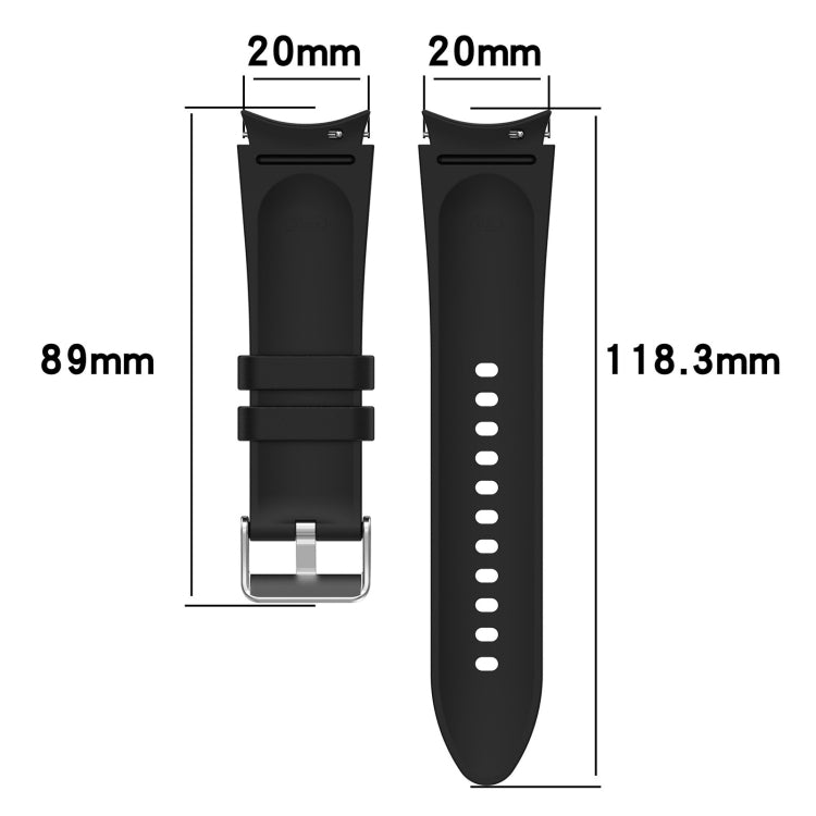 For Samsung Galaxy Watch5 44mm / 40mm Silicone Leather Silver Buckle Watch Band, Size:S