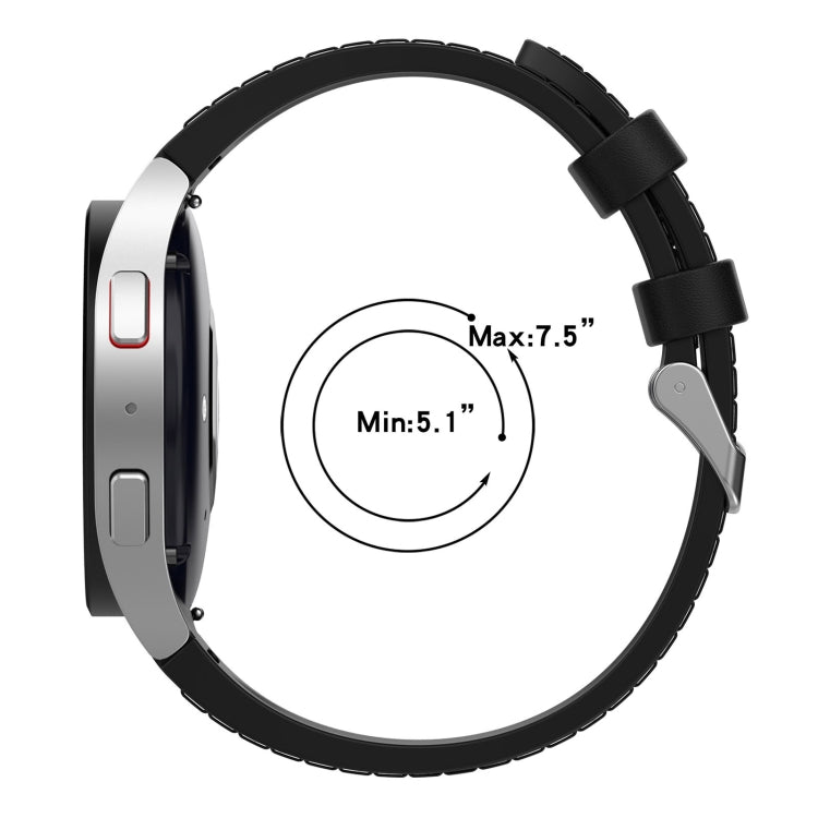 For Samsung Galaxy Watch5 44mm / 40mm Silicone Leather Silver Buckle Watch Band, Size:S