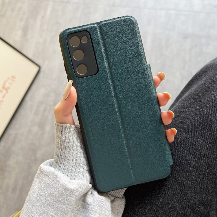 For Samsung Galaxy S20 FE Half Display Adsorption Leather Phone Case
