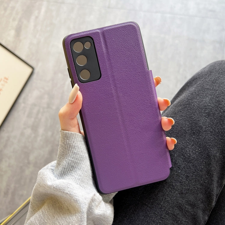 For Samsung Galaxy S20 FE Half Display Adsorption Leather Phone Case