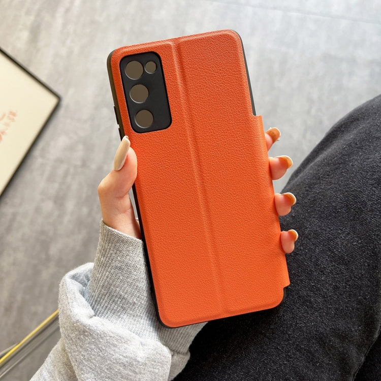 For Samsung Galaxy S20 FE Half Display Adsorption Leather Phone Case