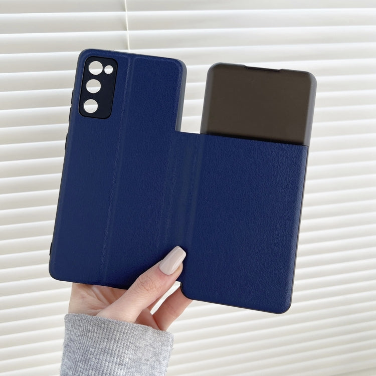 For Samsung Galaxy S20 FE Half Display Adsorption Leather Phone Case
