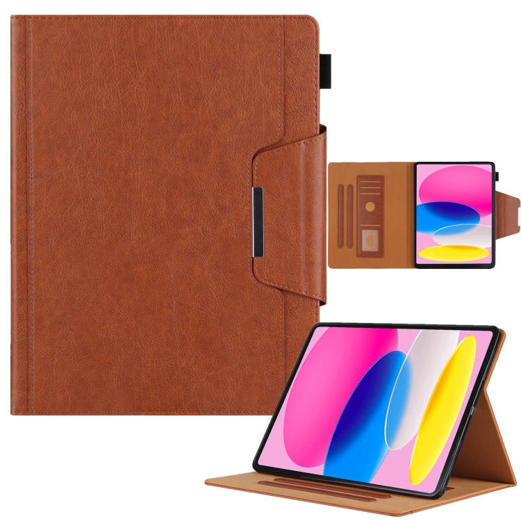 For iPad 10th Gen 10.9 2022 Solid Color Metal Buckle Leather Smart Tablet Case