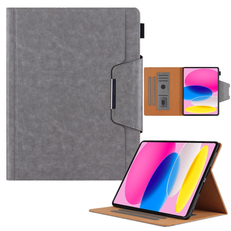 For iPad 10th Gen 10.9 2022 Solid Color Metal Buckle Leather Smart Tablet Case
