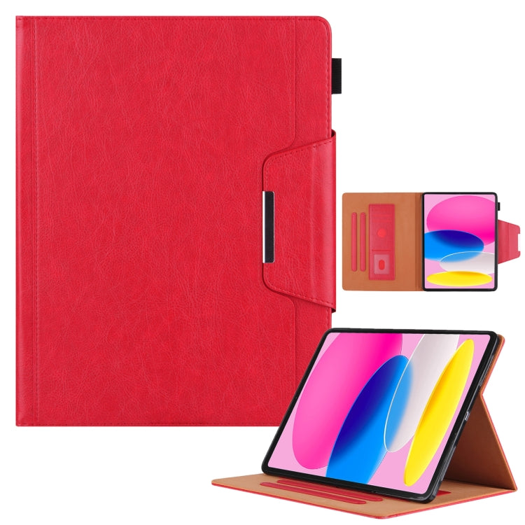 For iPad 10th Gen 10.9 2022 Solid Color Metal Buckle Leather Smart Tablet Case