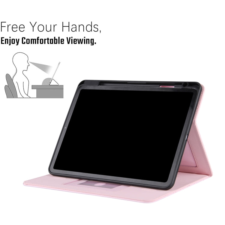 For iPad 10th Gen 10.9 2022 Grid Metal Buckle Leather Smart Tablet Case