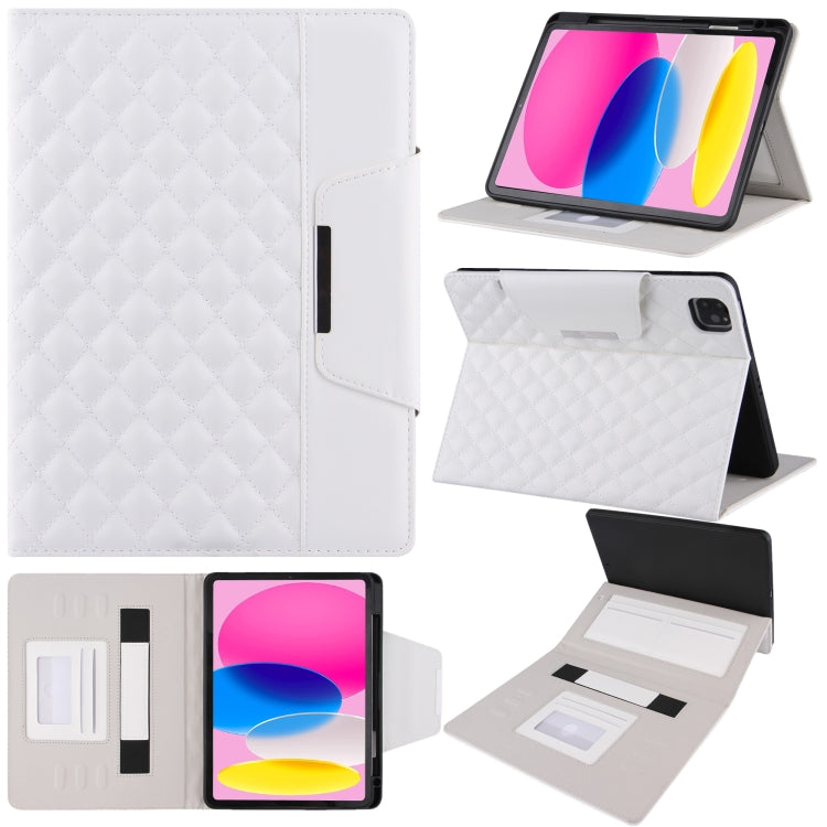 For iPad 10th Gen 10.9 2022 Grid Metal Buckle Leather Smart Tablet Case