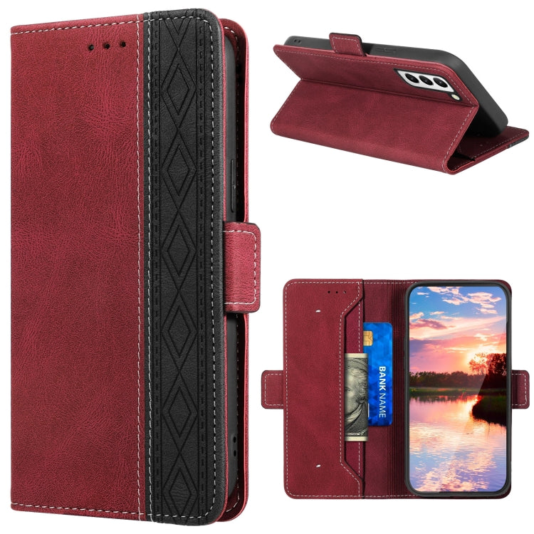 For Samsung Galaxy S23+ 5G Stitching Side-Magnetic RFID Leather Phone Case