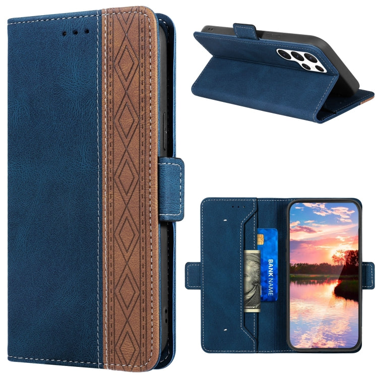 For Samsung Galaxy S23 Ultra 5G Stitching Side-Magnetic RFID Leather Phone Case