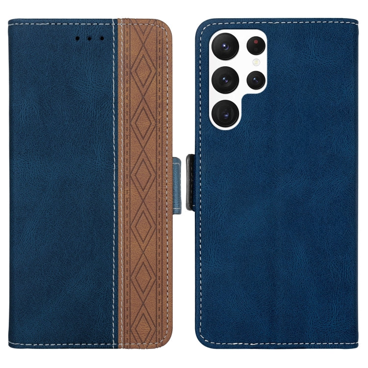For Samsung Galaxy S23 Ultra 5G Stitching Side-Magnetic RFID Leather Phone Case