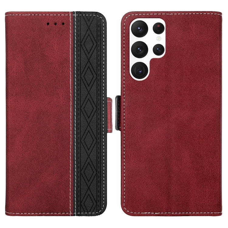 For Samsung Galaxy S23 Ultra 5G Stitching Side-Magnetic RFID Leather Phone Case