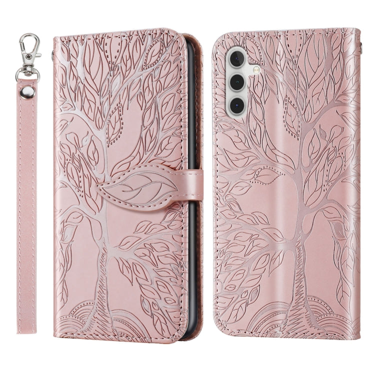 For Samsung Galaxy A14 5G Life Tree Embossing Pattern Leather Phone Case