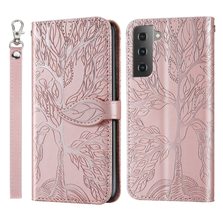 For Samsung Galaxy S23 5G Life Tree Embossing Pattern Leather Phone Case