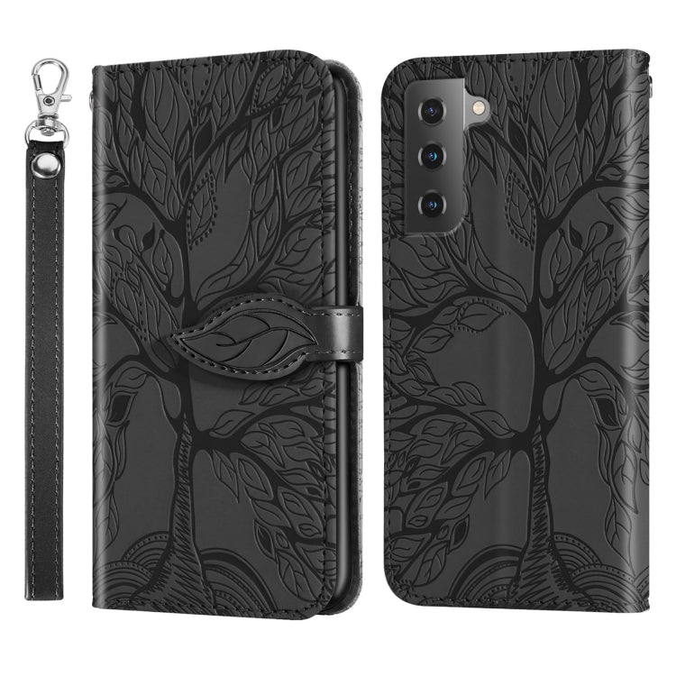 For Samsung Galaxy S23+ 5G Life Tree Embossing Pattern Leather Phone Case