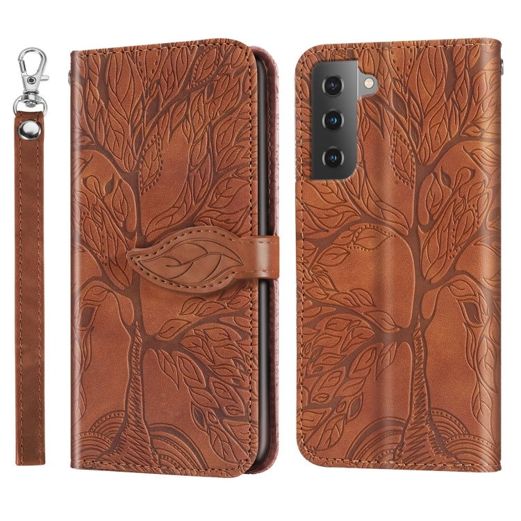 For Samsung Galaxy S23+ 5G Life Tree Embossing Pattern Leather Phone Case