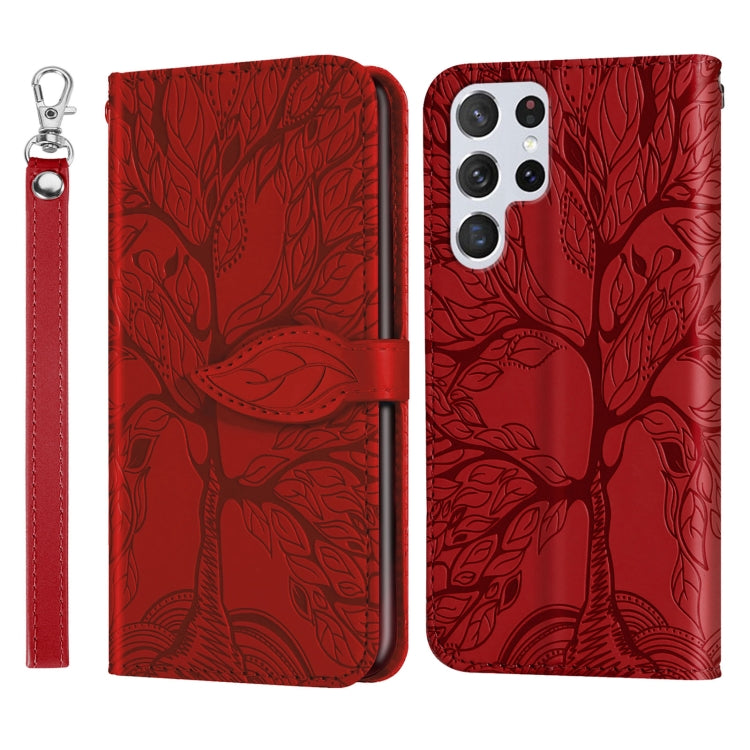 For Samsung Galaxy S23 Ultra 5G Life Tree Embossing Pattern Leather Phone Case