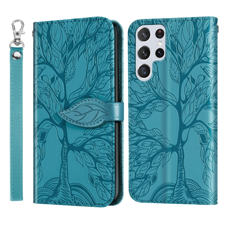 For Samsung Galaxy S23 Ultra 5G Life Tree Embossing Pattern Leather Phone Case