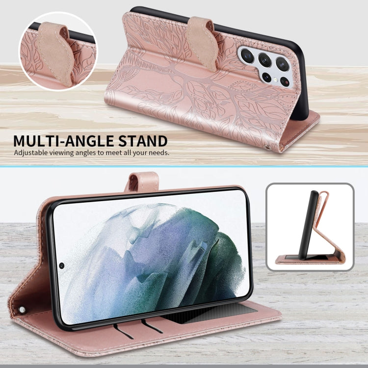 For Samsung Galaxy S23 Ultra 5G Life Tree Embossing Pattern Leather Phone Case