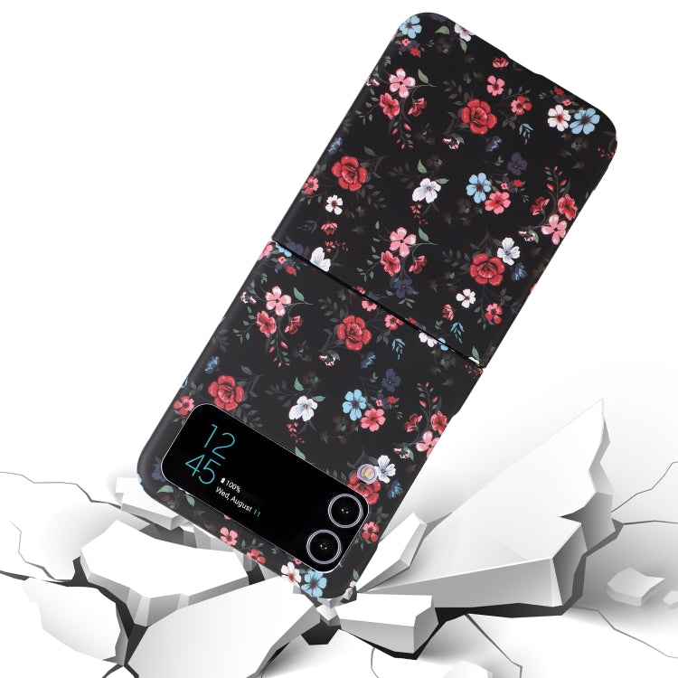 For Samsung Galaxy Z Flip4 5G Flowers Pattern Folded Shockproof Phone Case