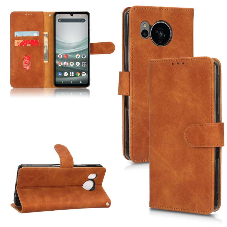 For Sharp Aquos Sense 7 Plus Skin Feel Magnetic Flip Leather Phone Case