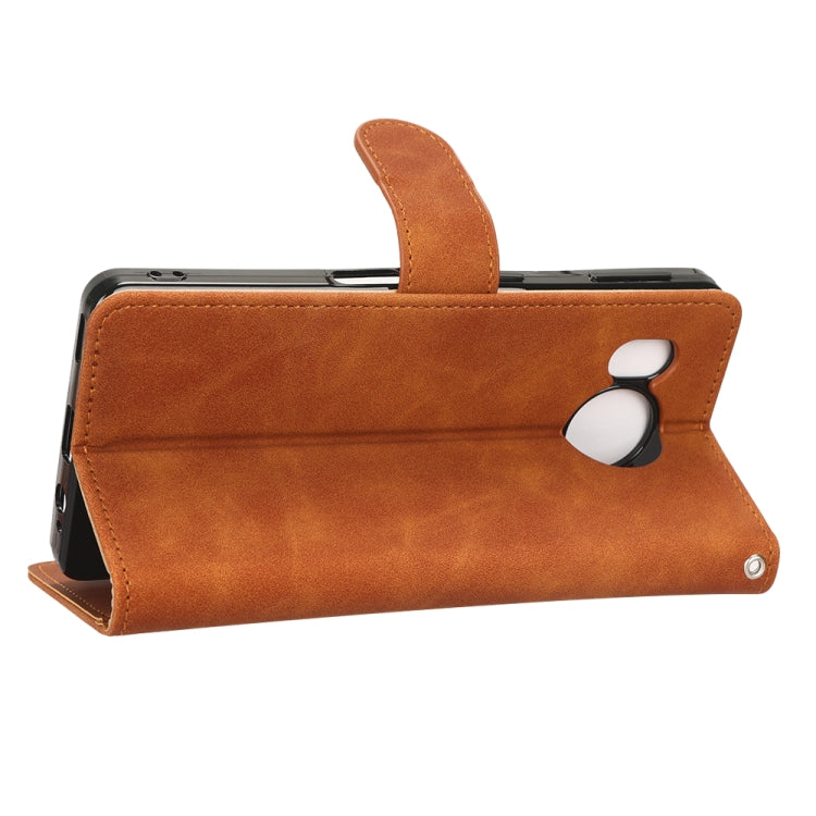 For Sharp Aquos Sense 7 Plus Skin Feel Magnetic Flip Leather Phone Case