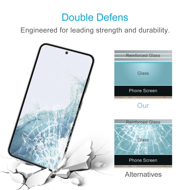For Samsung Galaxy S23 5G 50pcs 0.26mm 9H 2.5D Tempered Glass Film, Support Fingerprint Unlock