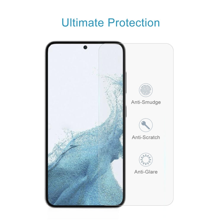 For Samsung Galaxy S23 5G 50pcs 0.26mm 9H 2.5D Tempered Glass Film, Fingerprint Unlocking Is Not Supported