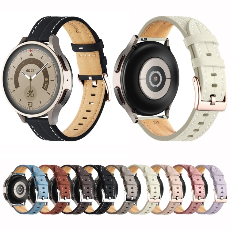 20mm Unusual Fluted Leather Watch Band