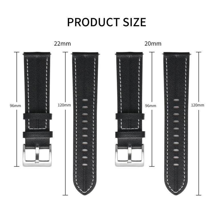 20mm Unusual Fluted Leather Watch Band