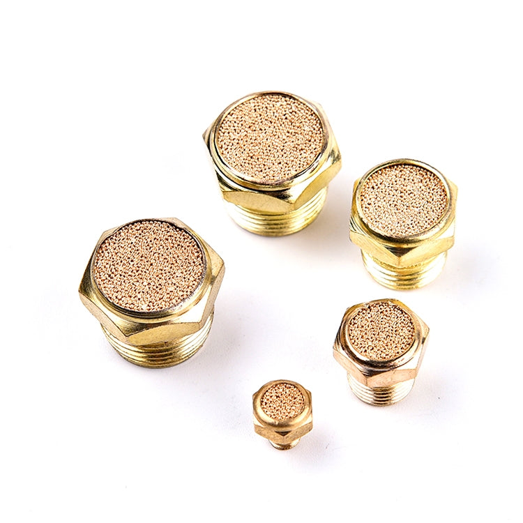 LAIZE 10pcs  Semi Copper Flat Pneumatic Muffler, Caliber:4 Point