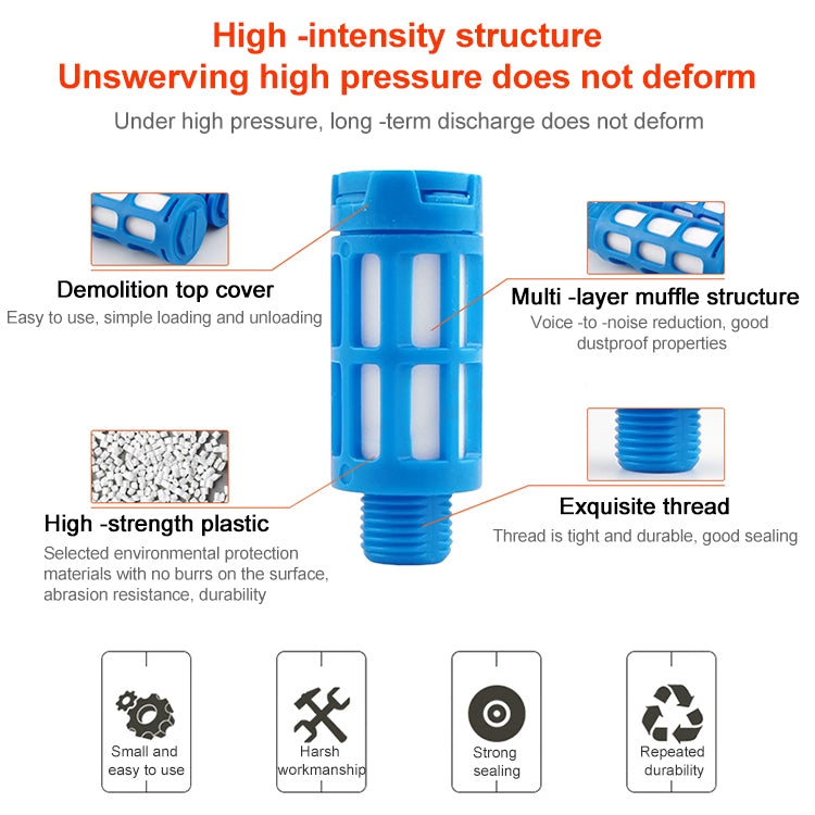 LAIZE Plastic Pneumatic Muffler, Caliber:1 Point