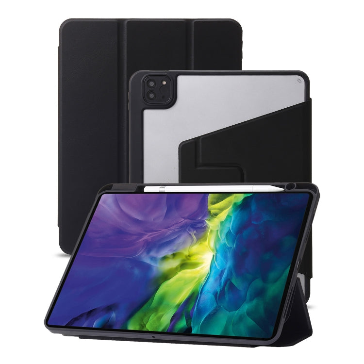 For iPad Pro 11 2022 / 2021 / 2020 / 2018 / Air 2022 / 2020 10.9 3-Fold 360 Rotation Acrylic Leather Smart Tablet Case
